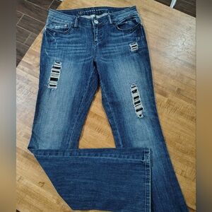 LC Lauren Conrad Flared Jeans Womens Size 6 Blue Distressed Low Rise 